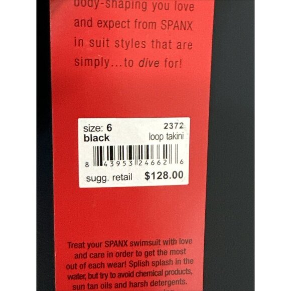 Spanx Women's 6 Convertible Loop Cutout Tankini Swim Top Black New - Picture 16 of 16